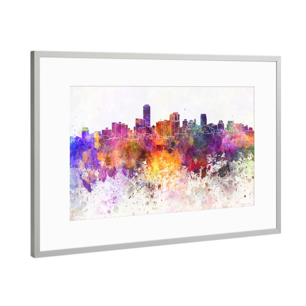 Poster mit Rahmen Silber "Adelaide skyline in watercolor" artboxONE - Städte,Reise,Abstrakt,Architektur