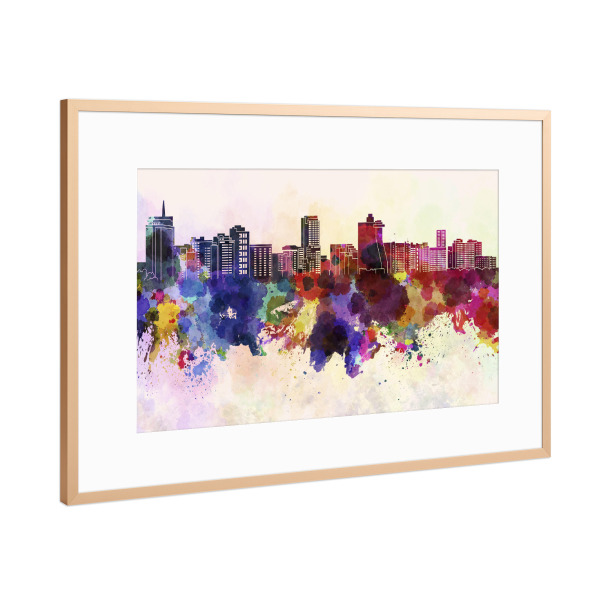 Poster mit Rahmen Kupfer "Acapulco skyline in watercolor" artboxONE - Städte,Reise,Abstrakt,Architektur