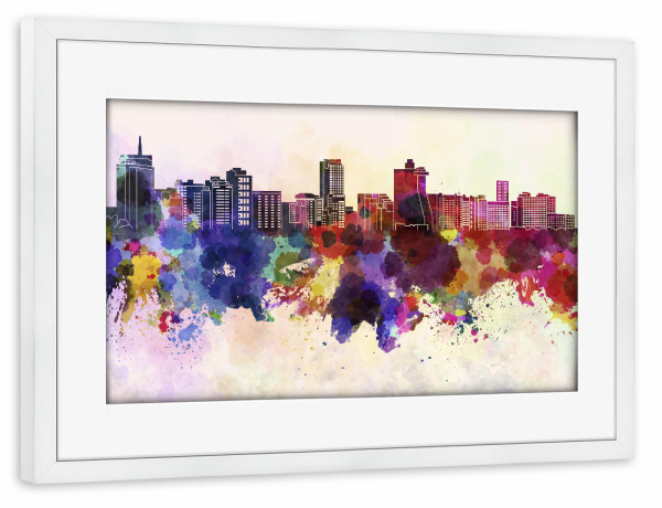 Poster mit Rahmen weiß "Acapulco skyline in watercolor" artboxONE - Städte,Reise,Abstrakt,Architektur