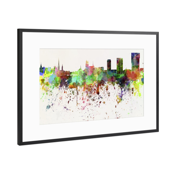 Poster mit Rahmen Schwarz (Metallic) "Zurich skyline in watercolor" artboxONE - Städte,Reise,Abstrakt,Architektur