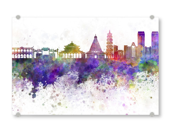 Acrylglasbild "Zhongshan skyline in watercolor" artboxONE - Städte,Reise,Abstrakt,Architektur