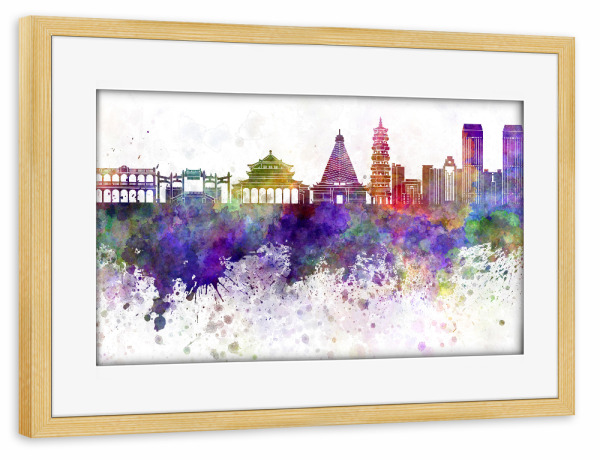 Poster mit Rahmen kiefer "Zhongshan skyline in watercolor" artboxONE - Städte,Reise,Abstrakt,Architektur