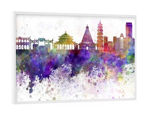 Poster mit weißem Rahmen "Zhongshan skyline in watercolor" artboxONE - Städte,Reise,Abstrakt,Architektur