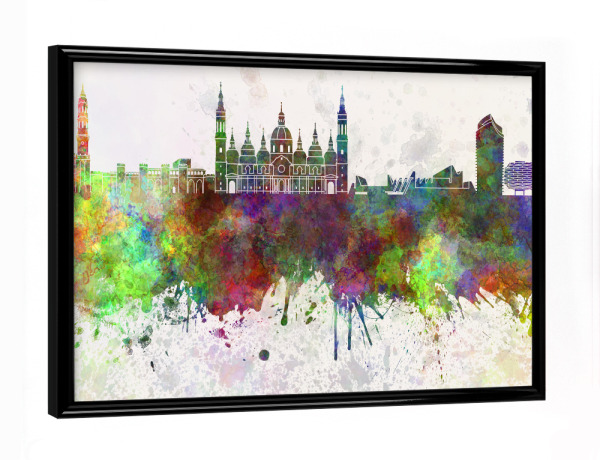 Poster mit schwarzem Rahmen "Zaragoza skyline in watercolor" artboxONE - Städte,Reise,Abstrakt,Architektur