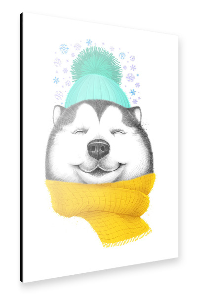 Alu-Dibond "X-mas husky" 30x20 cm artboxONE