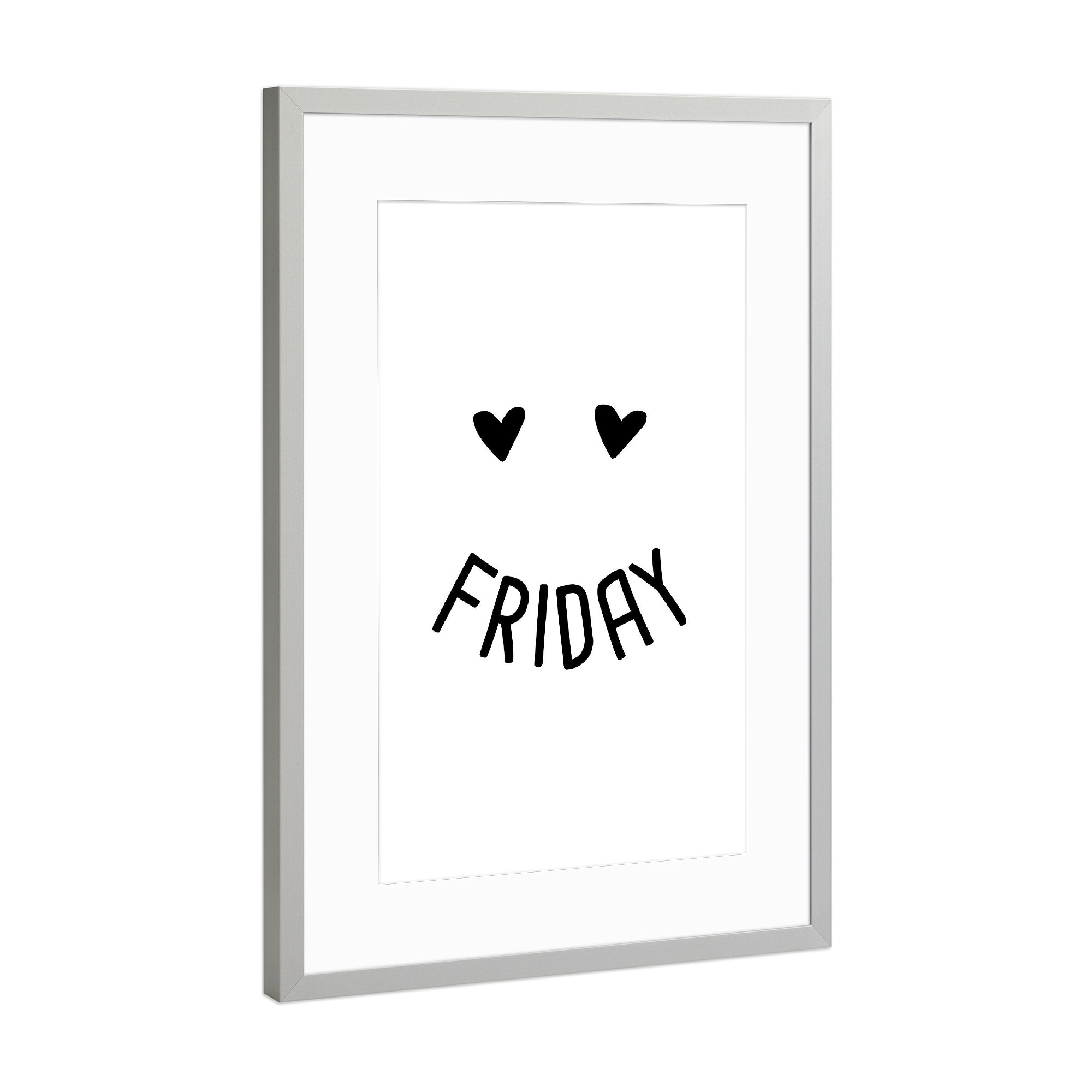 Poster mit Rahmen Silber "Friday 2" artboxONE - Typografie,Schwarzweiß