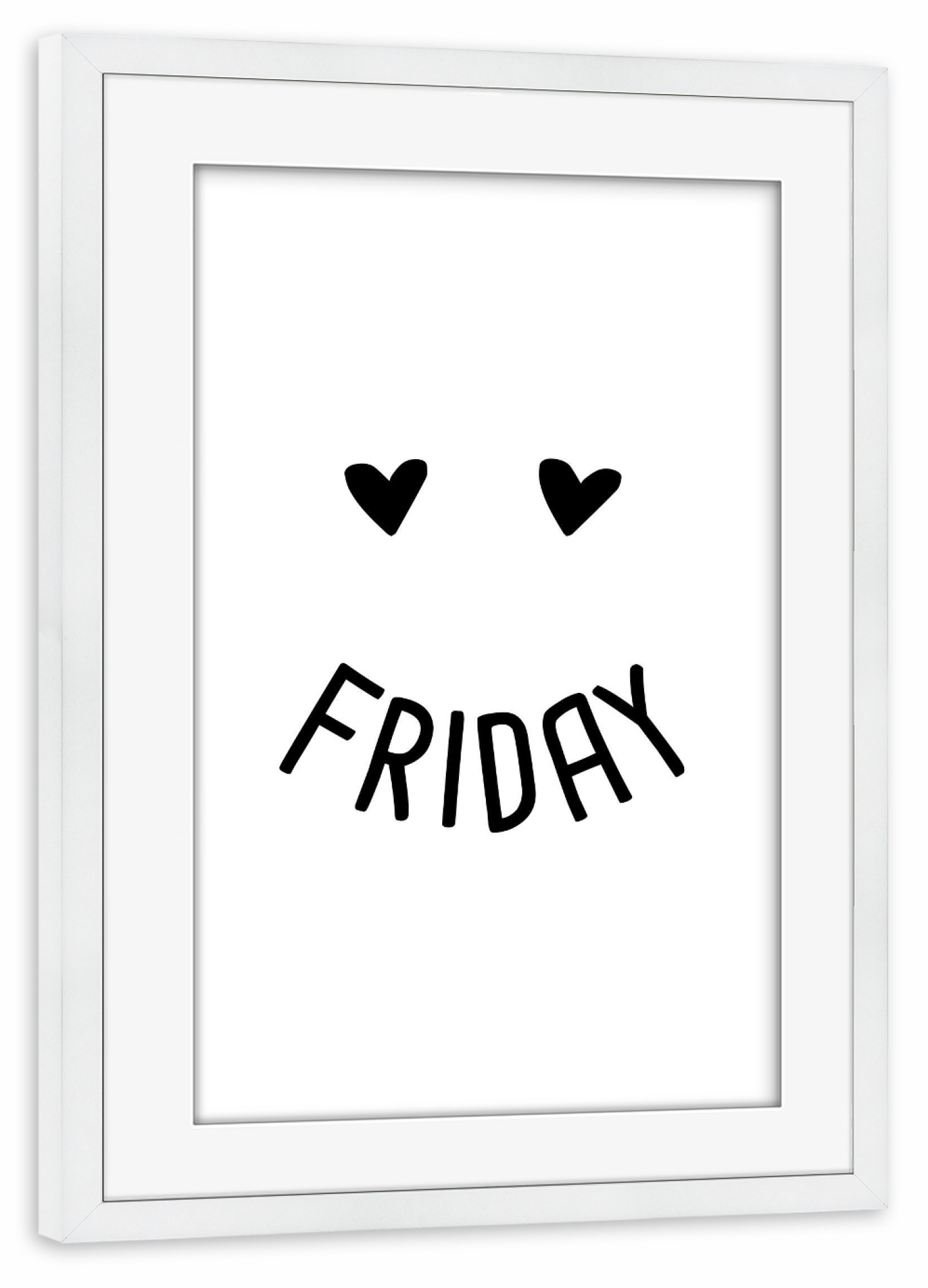 Poster mit Rahmen weiß "Friday 2" artboxONE - Typografie,Schwarzweiß