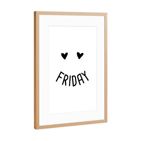 Poster mit Rahmen Kupfer "Friday 2" artboxONE - Typografie,Schwarzweiß