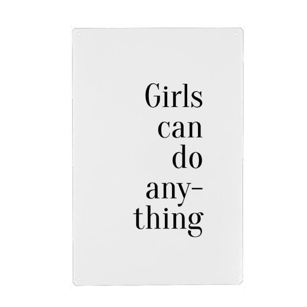 Holzbild "Anything" artboxONE - Typografie,Schwarzweiß - Girls,Girl,Frau,Frauen,Mädchen,Woman,Women,Strong,Stark,Anything,Alles,Goal,Goals,Ziel,Ziele