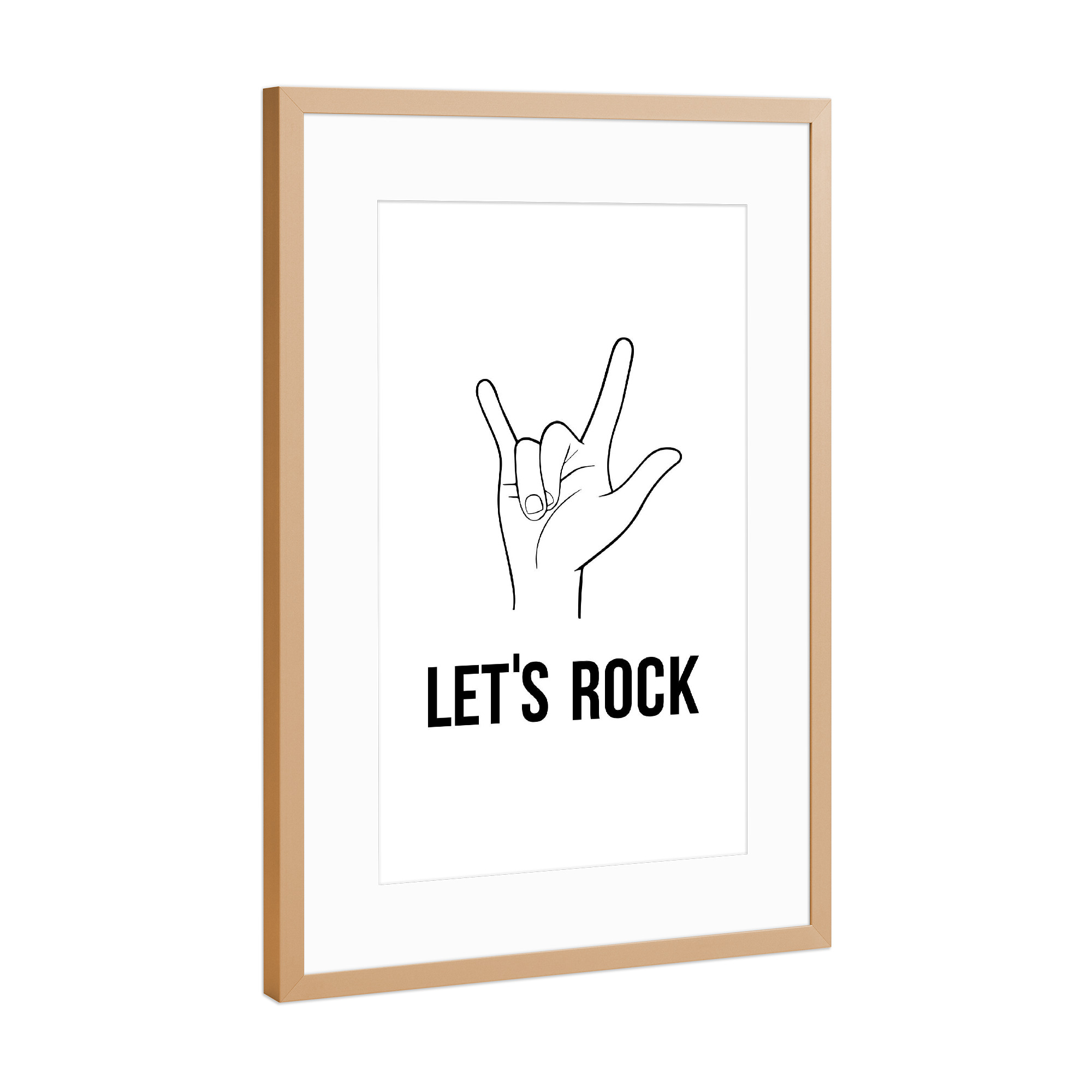 Poster mit Rahmen Kupfer "Rock!" artboxONE - Typografie,Schwarzweiß,Musik,Männer