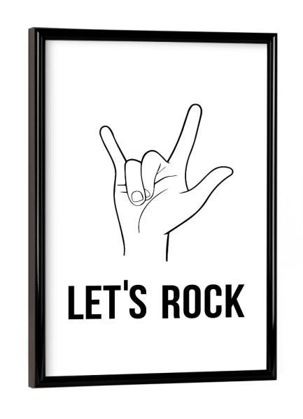 Poster mit schwarzem Rahmen "Rock!" artboxONE - Typografie,Schwarzweiß,Musik,Männer