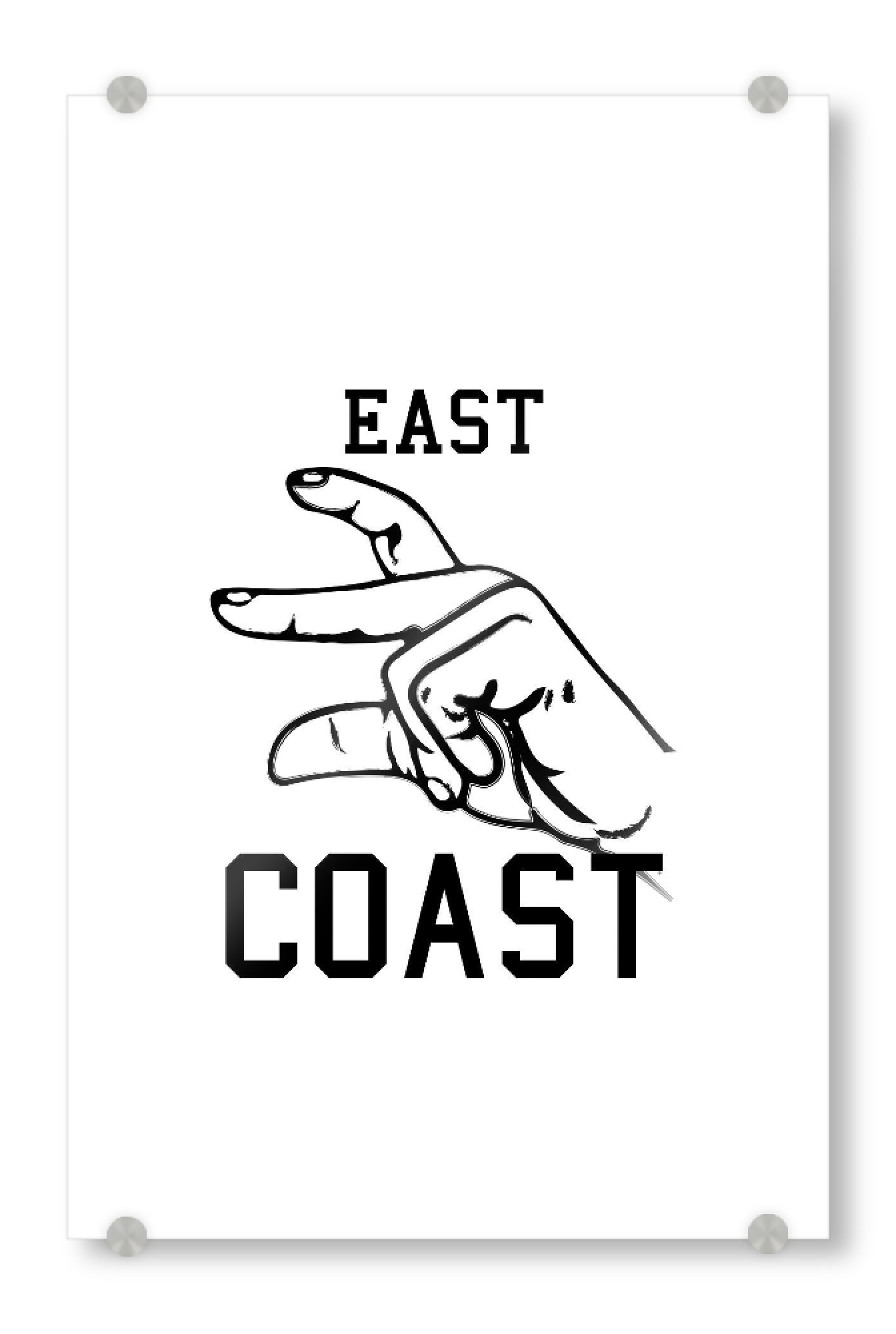 Acrylglasbild "East Coast" artboxONE - Typografie,Schwarzweiß,Männer