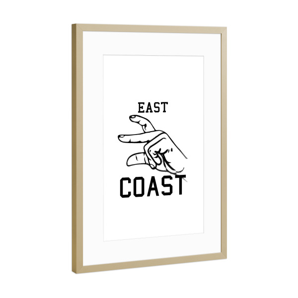 Poster mit Rahmen Gold "East Coast" artboxONE - Typografie,Schwarzweiß,Männer