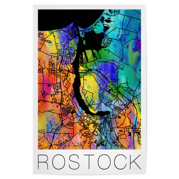 Poster 30x20 cm "Retro Map of Rostock Germany 3" artboxONE - Städte,Reise,Städte / Weitere,Kartografie - Retro,Map,Rostock,Germany,Vntage