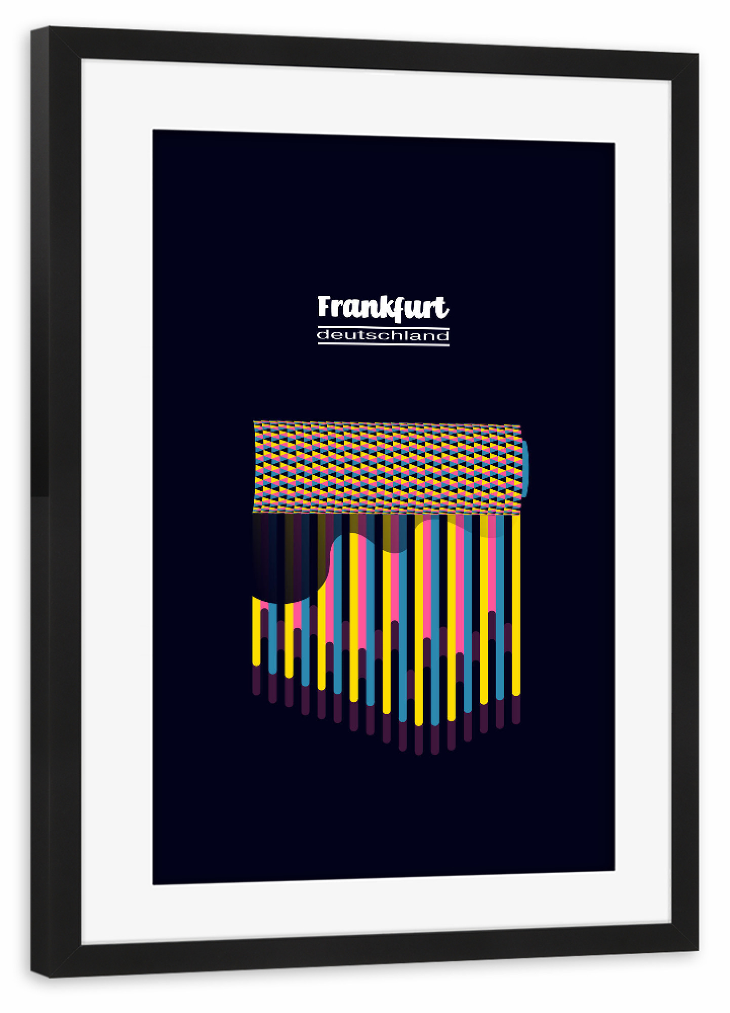 Poster mit Rahmen schwarz "Frankfurt - Germany" artboxONE - Städte,Typografie,Reise,Architektur,Geometrie,Städte / Frankfurt
