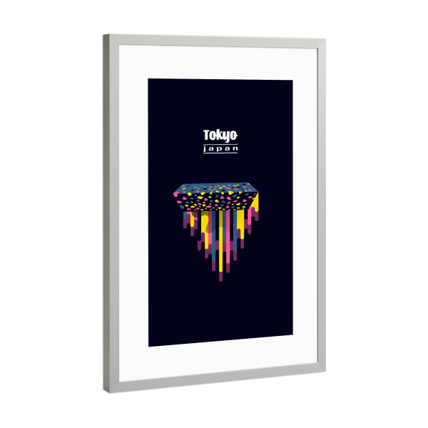 Poster mit Rahmen Silber "Tokyo - Japan" artboxONE - Städte,Typografie,Reise,Architektur,Reise / Asien,Städte / Tokio