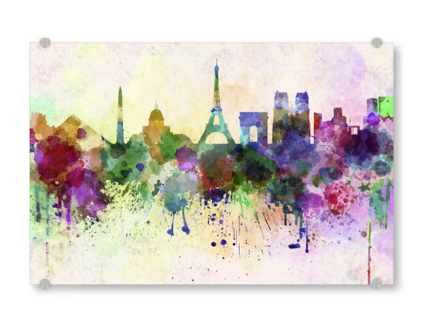 Acrylglasbild "Paris skyline in watercolor" artboxONE - Reise,Abstrakt,Architektur,Städte / Paris