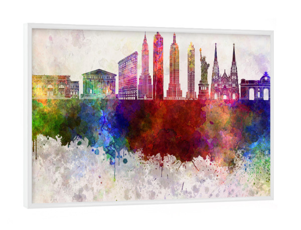Poster mit weißem Rahmen "New York V3 skyline in watercolor" artboxONE - Städte / New York,Tiere,Abstrakt,Architektur