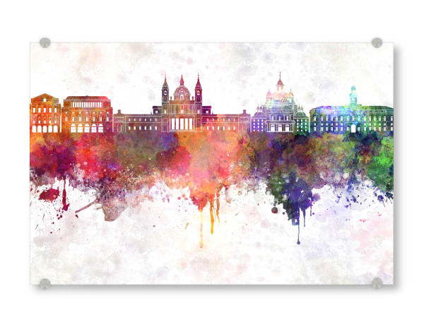 Acrylglasbild "Madrid V2 skyline in watercolor" artboxONE - Städte,Reise,Abstrakt,Architektur