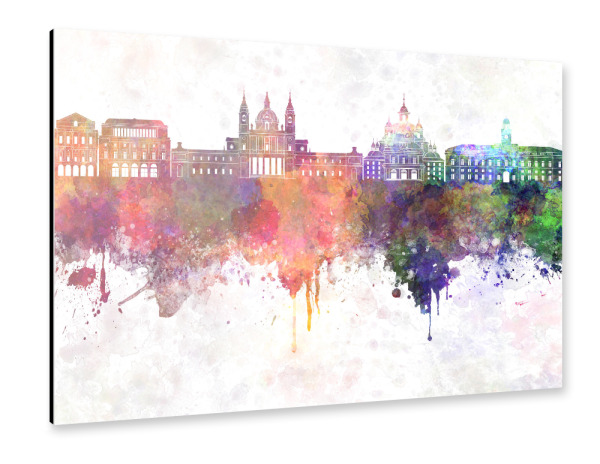 Alu-Dibond "Madrid V2 skyline in watercolor" 30x20 cm artboxONE