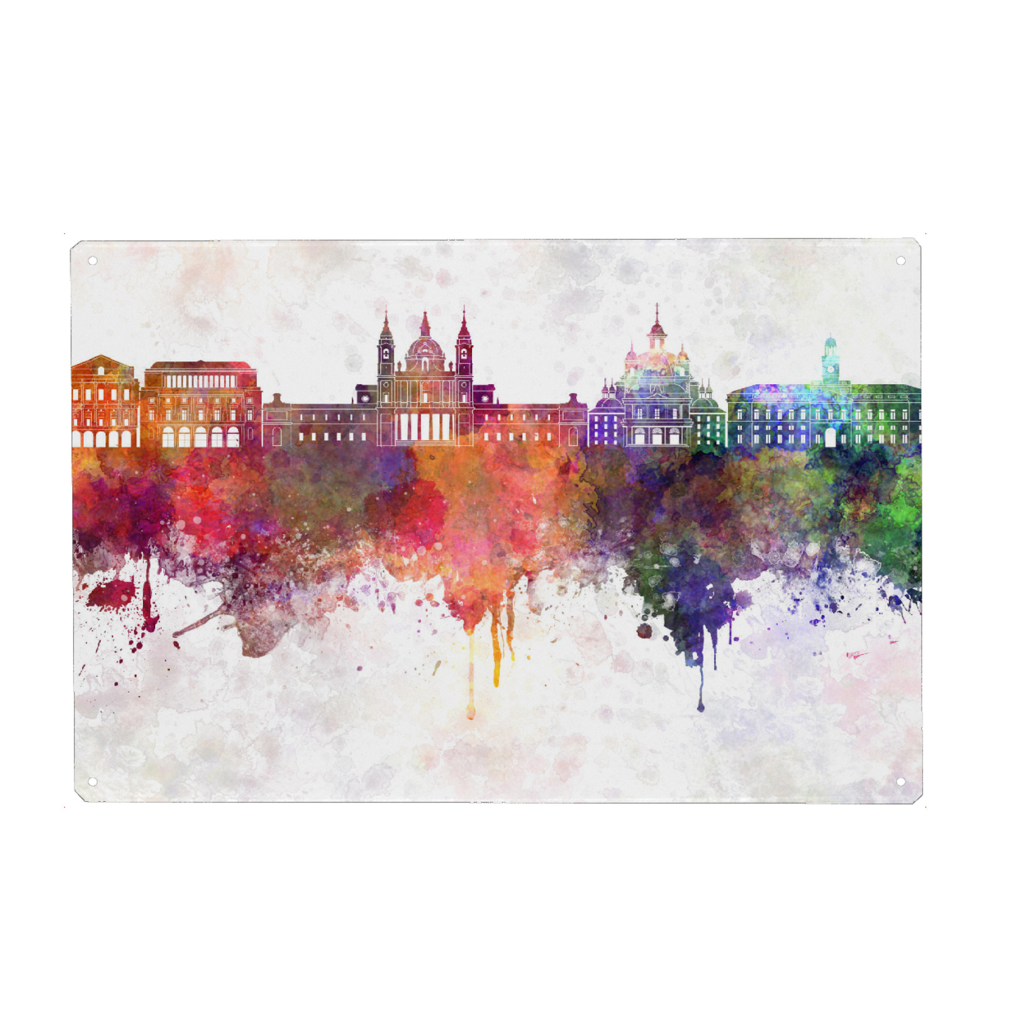Metall Poster "Madrid V2 skyline in watercolor" artboxONE - Städte,Reise,Abstrakt,Architektur