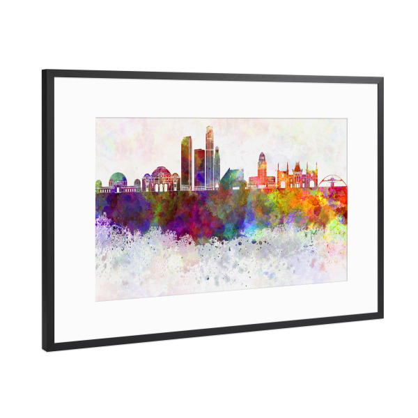 Poster mit Rahmen Schwarz (Metallic) "Los Angeles skyline in watercolor" artboxONE - Reise,Abstrakt,Architektur,Städte / Los Angeles