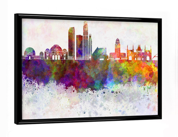 Poster mit schwarzem Rahmen "Los Angeles skyline in watercolor" artboxONE - Reise,Abstrakt,Architektur,Städte / Los Angeles