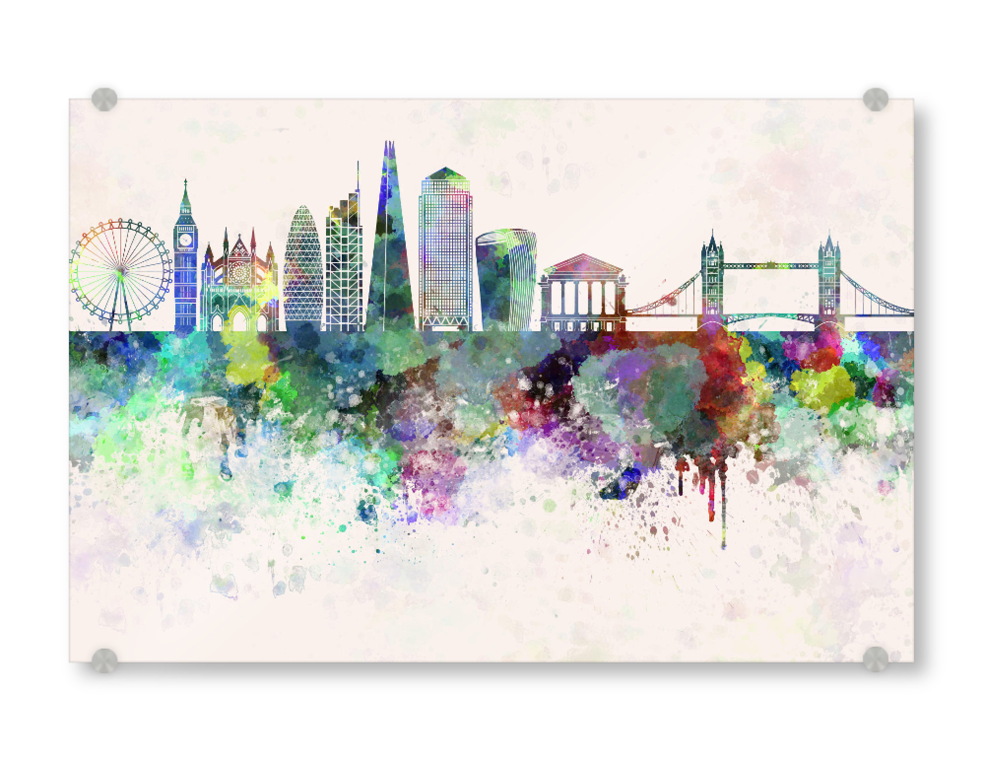 Acrylglasbild "London V2 skyline in watercolor" artboxONE - Städte / London,Reise,Abstrakt,Architektur