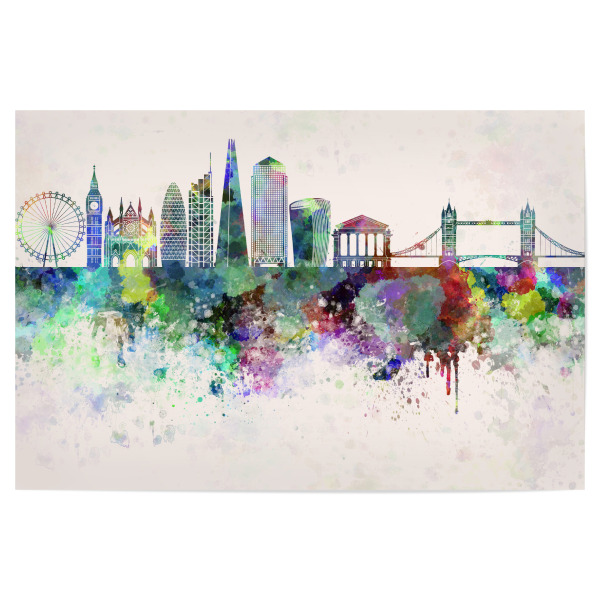 Poster 30x20 cm "London V2 skyline in watercolor" artboxONE - Städte / London,Reise,Abstrakt,Architektur