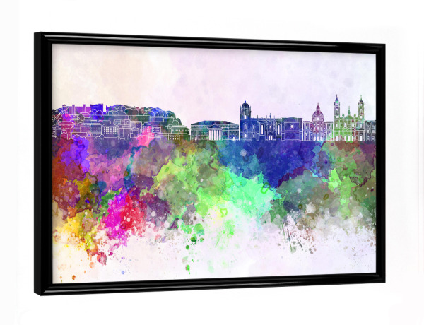 Poster mit schwarzem Rahmen "Lisbon skyline in watercolor" artboxONE - Städte,Reise,Abstrakt,Architektur