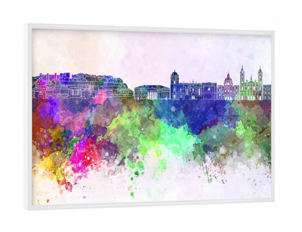Poster mit weißem Rahmen "Lisbon skyline in watercolor" artboxONE - Städte,Reise,Abstrakt,Architektur