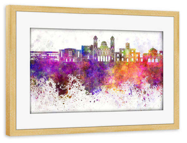 Poster mit Rahmen kiefer "Limassol skyline in watercolor" artboxONE - Städte,Reise,Abstrakt,Architektur