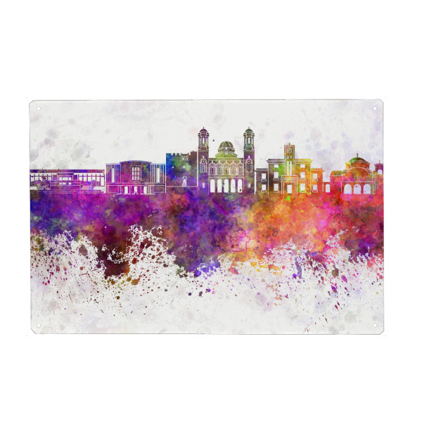 Holzbild "Limassol skyline in watercolor" artboxONE - Städte,Reise,Abstrakt,Architektur