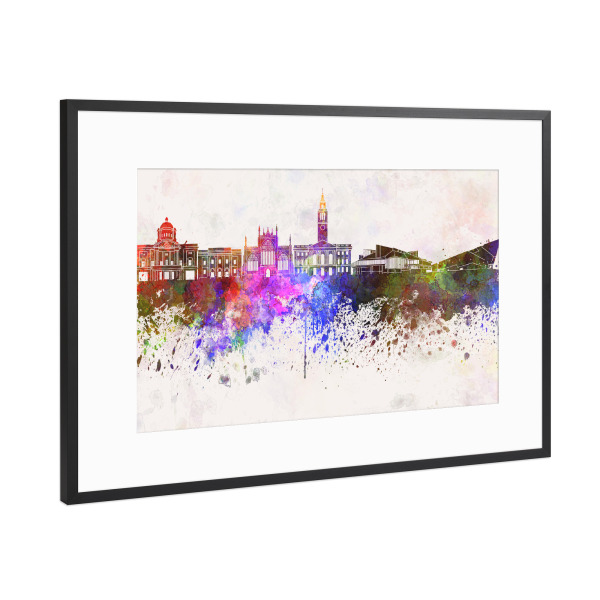 Poster mit Rahmen Schwarz (Metallic) "Kingston Upon Hull skyline" artboxONE - Städte,Reise,Abstrakt,Architektur