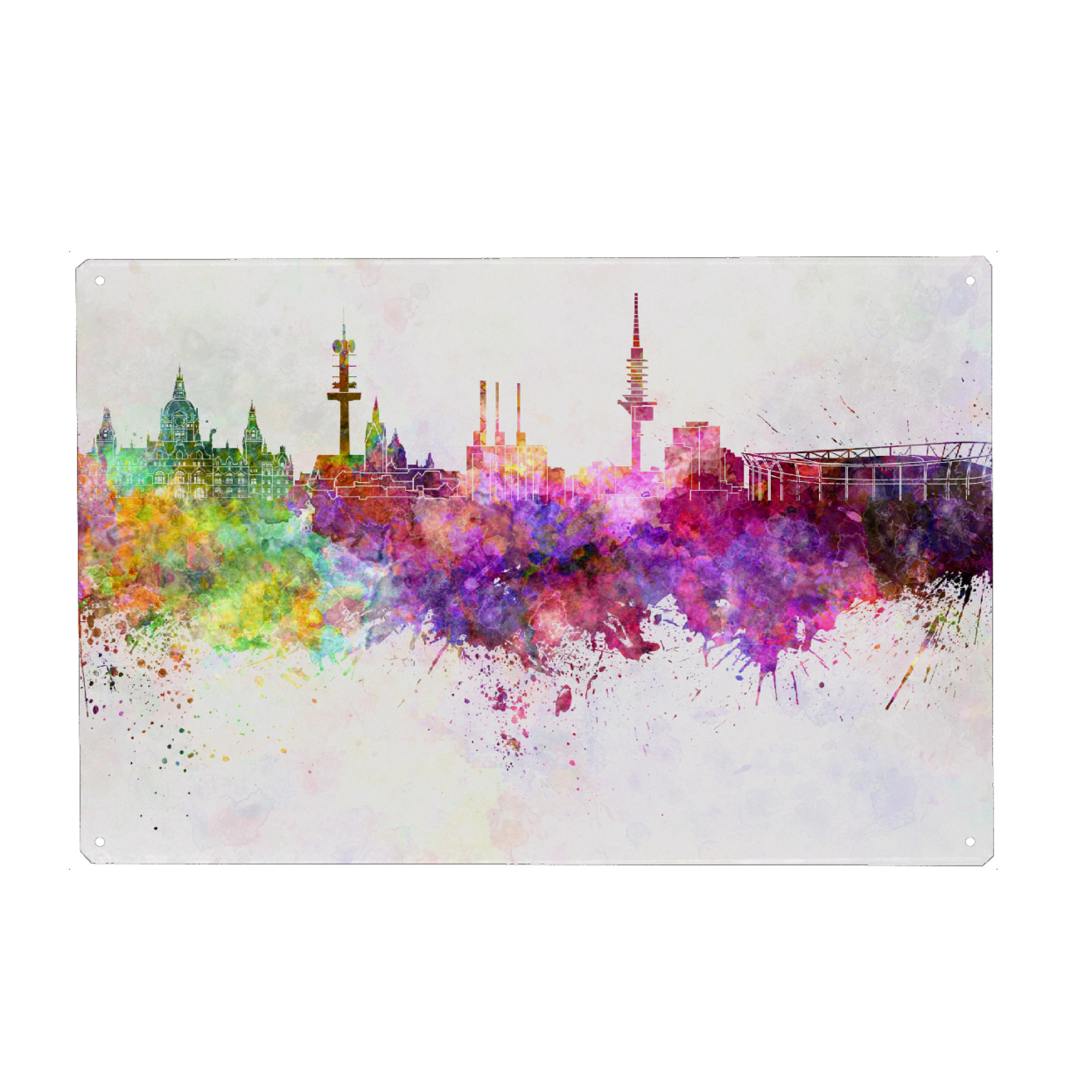 Holzbild "Hannover skyline in watercolor" artboxONE - Städte,Reise,Abstrakt,Architektur