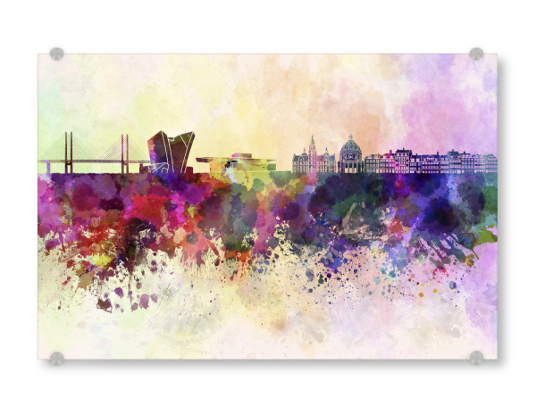 Acrylglasbild "Copenhagen skyline in watercolor" artboxONE - Städte,Reise,Abstrakt,Architektur