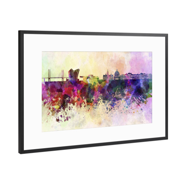 Poster mit Rahmen Schwarz (Metallic) "Copenhagen skyline in watercolor" artboxONE - Städte,Reise,Abstrakt,Architektur