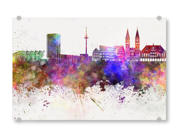 Acrylglasbild "Bremen skyline in watercolor" artboxONE - Städte,Reise,Abstrakt,Architektur