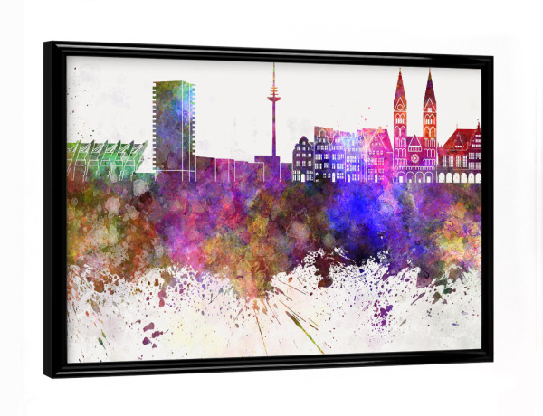 Poster mit schwarzem Rahmen "Bremen skyline in watercolor" artboxONE - Städte,Reise,Abstrakt,Architektur