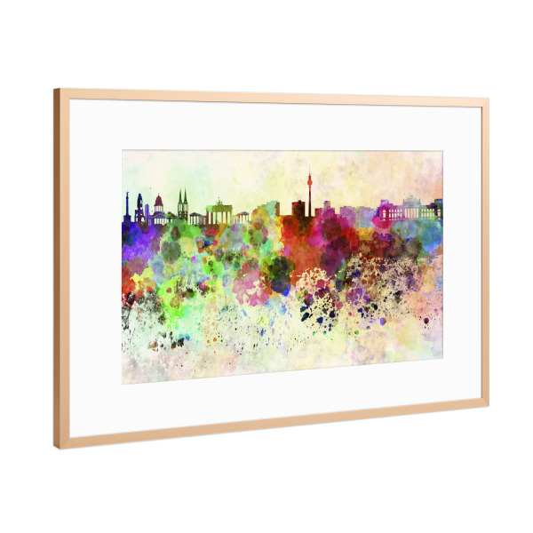 Poster mit Rahmen Kupfer "Berlin skyline in watercolor 2" artboxONE - Städte,Reise,Abstrakt,Architektur