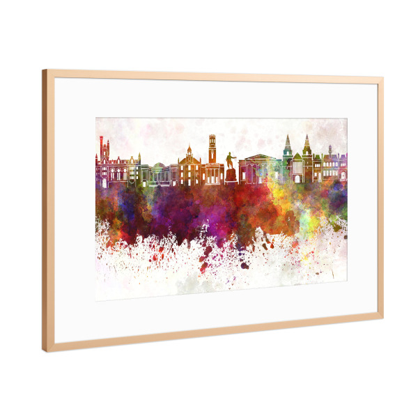 Poster mit Rahmen Kupfer "Aberdeen skyline in watercolor" artboxONE - Städte,Reise,Abstrakt,Architektur