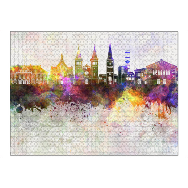 Puzzle Ravensburger "Aarhus skyline in watercolor" artboxONE - Reise,Abstrakt,Architektur,Städte / Aarhus