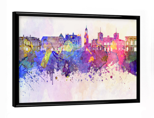 Poster mit schwarzem Rahmen "Aalborg skyline in watercolor" artboxONE - Städte,Reise,Abstrakt,Architektur