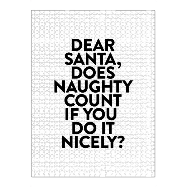 Puzzle Ravensburger "Dear Santa, Naughty Done Nicely" artboxONE - Schwarzweiß,Weihnachten