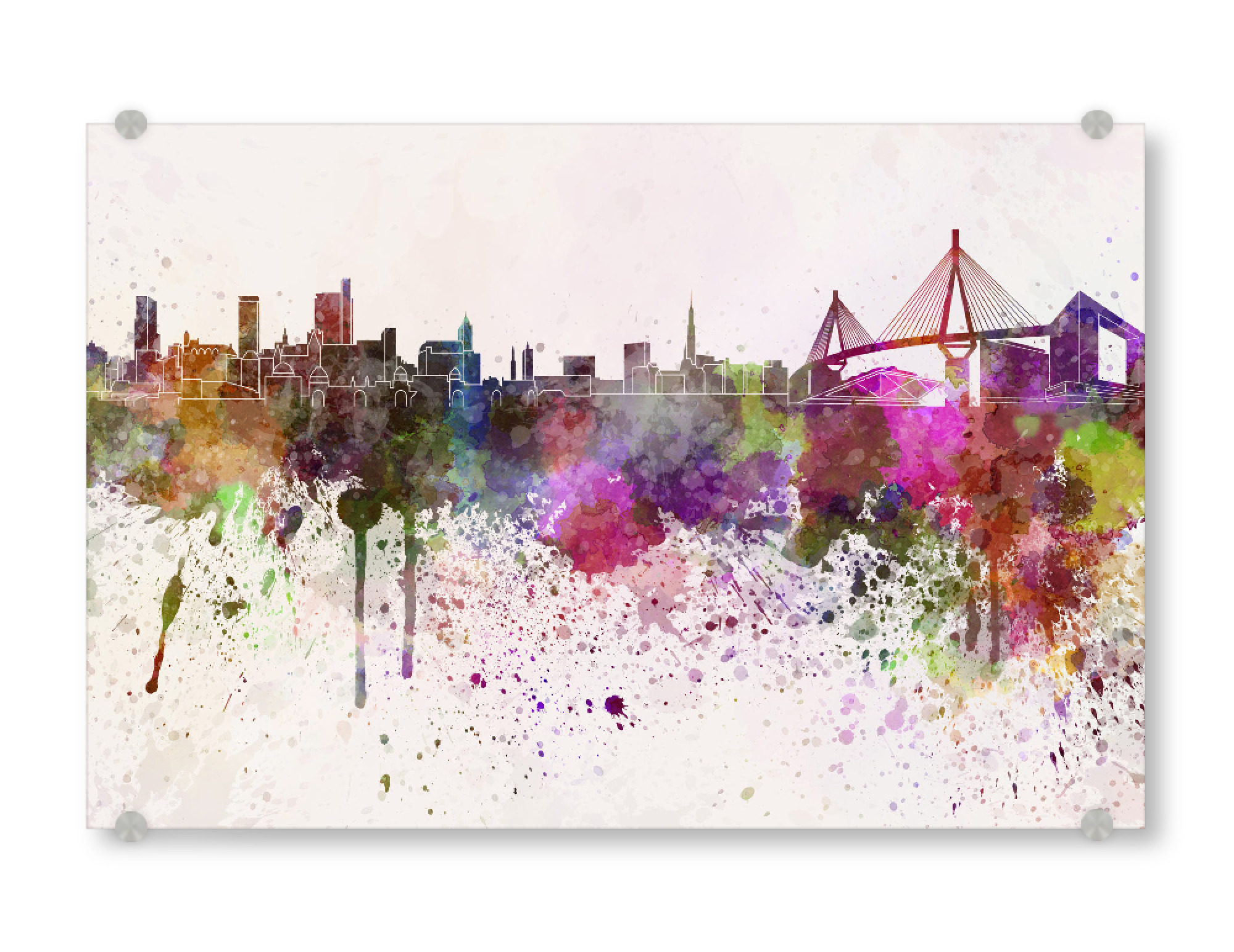Acrylglasbild "Hamburg skyline in watercolor" artboxONE - Städte / Hamburg,Reise,Abstrakt,Architektur