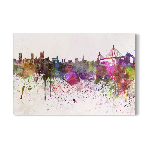 Galerie-Print "Hamburg skyline in watercolor" 30x20 cm artboxONE