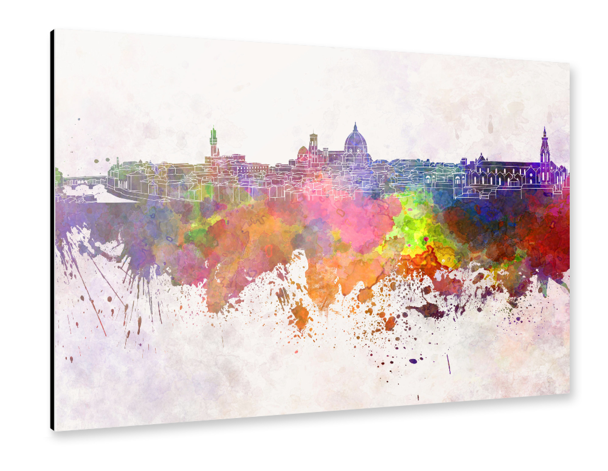 Alu-Dibond "Florence skyline in watercolor" 30x20 cm artboxONE