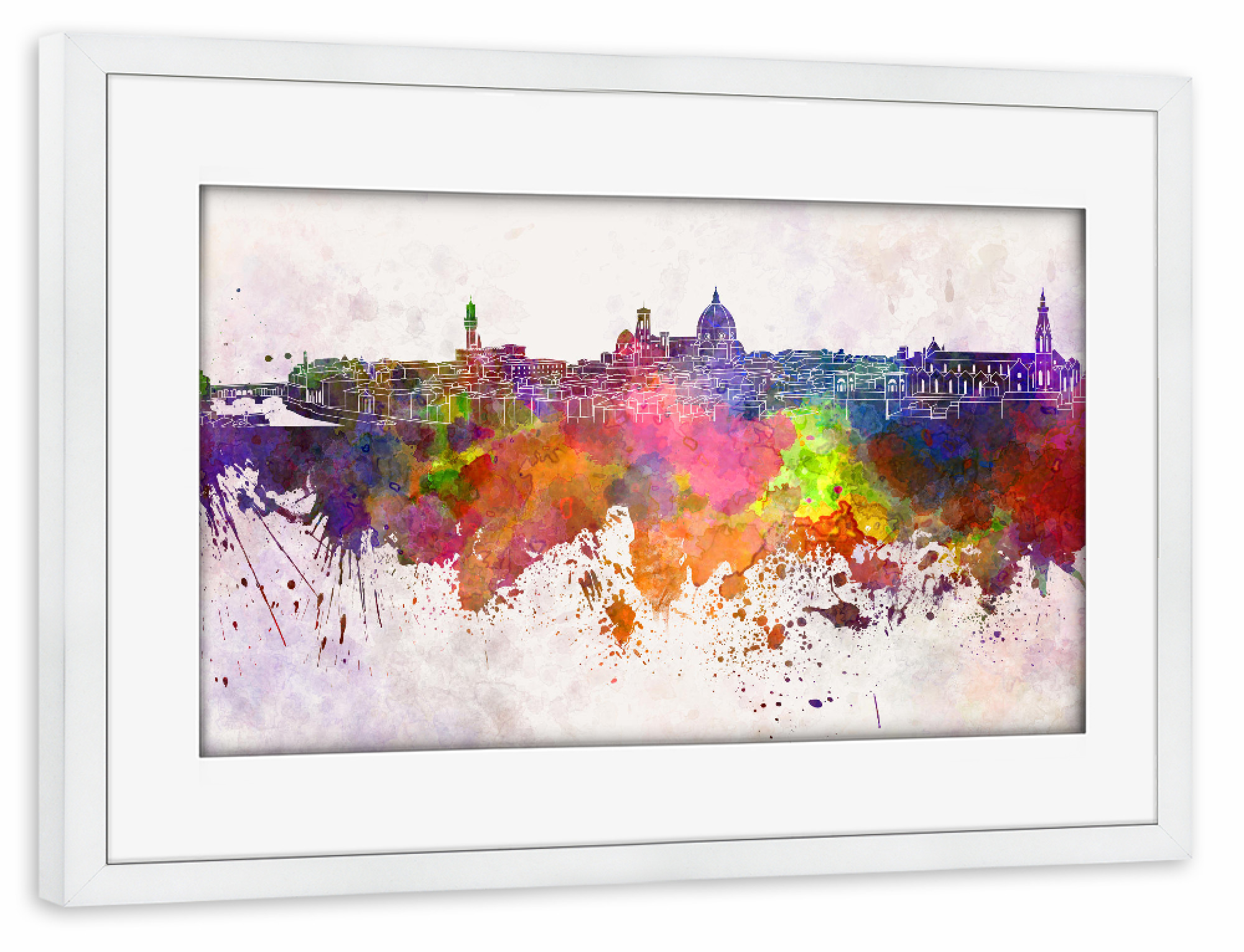 Poster mit Rahmen weiß "Florence skyline in watercolor" artboxONE - Städte,Reise,Abstrakt,Architektur