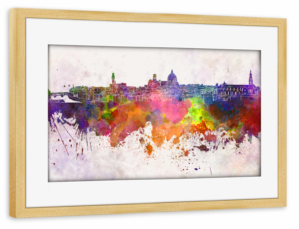 Poster mit Rahmen kiefer "Florence skyline in watercolor" artboxONE - Städte,Reise,Abstrakt,Architektur