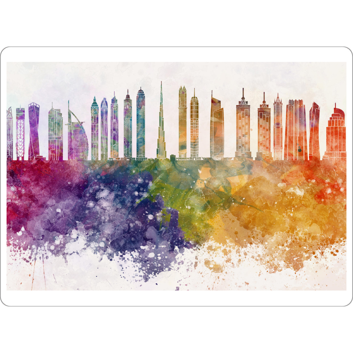 Tischset "Dubai V2 skyline in watercolor" artboxONE - Reise,Abstrakt,Architektur,Städte / Dubai